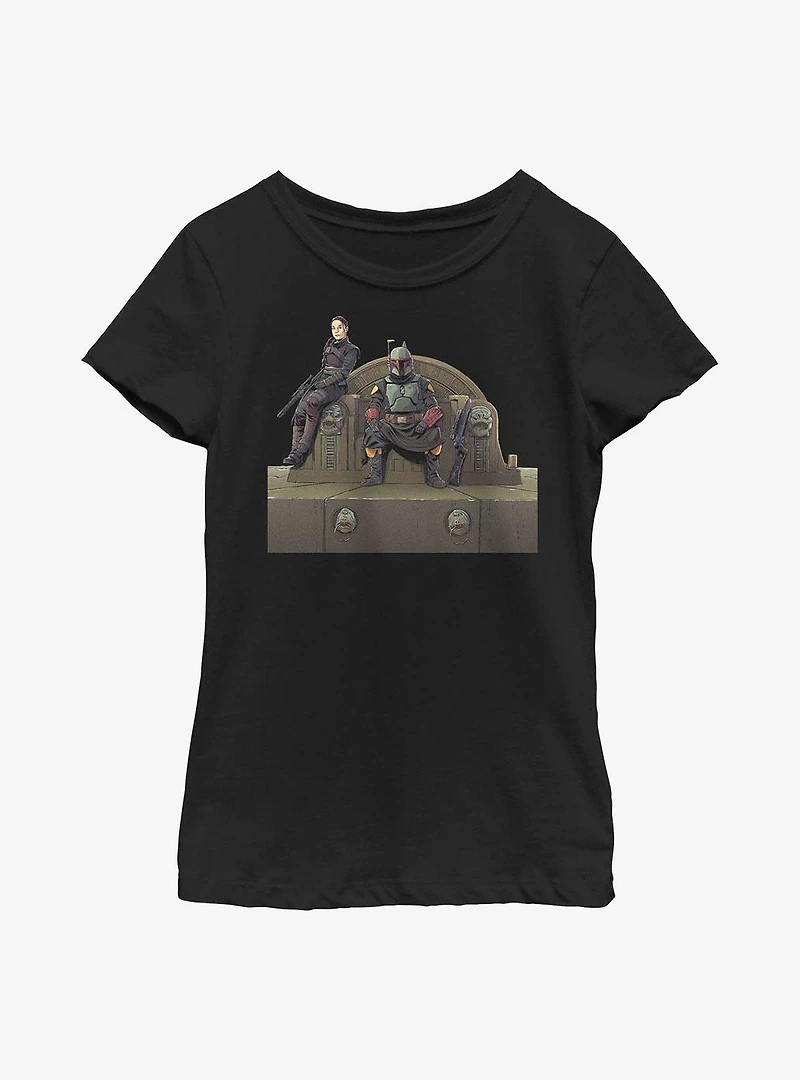 Star Wars The Mandalorian Throne Of Fett Youth Girls T-Shirt