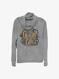 Disney Beauty And The Beast Live Action Logo Thorns Dark Cowlneck Long-Sleeve Girls Top