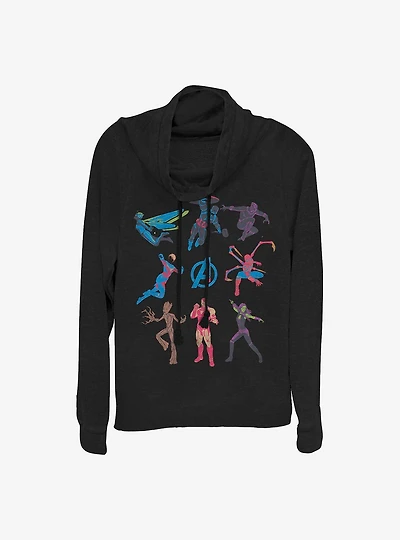 Marvel Avengers Character Collage Cowlneck Long-Sleeve Girls Top
