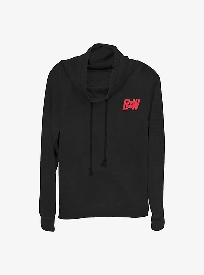 Marvel Black Widow Logo Chest Hit Cowlneck Long-Sleeve Girls Top