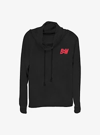 Marvel Black Widow Logo Chest Hit Cowlneck Long-Sleeve Girls Top