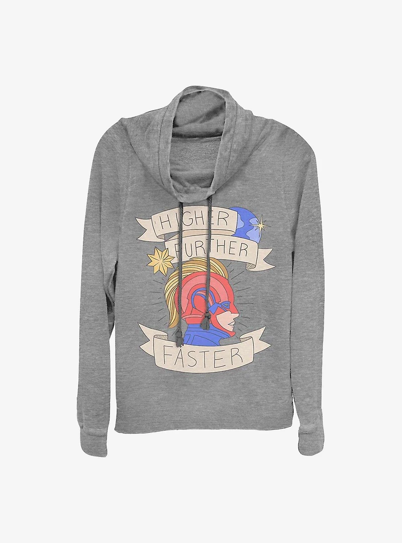Marvel Captain Higher Further Faster Cowlneck Long-Sleeve Girls Top