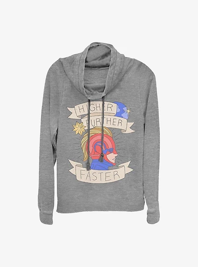 Marvel Captain Higher Further Faster Cowlneck Long-Sleeve Girls Top