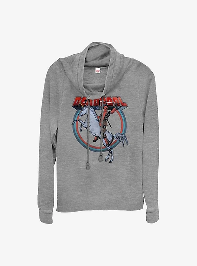 Marvel Deadpool On Unicorn Cowlneck Long-Sleeve Girls Top