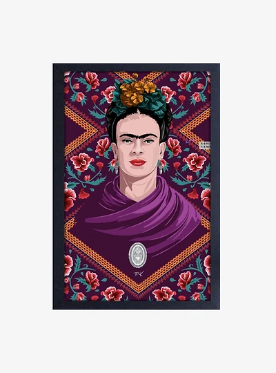 Frida Kahlo Purple Shawl Framed Wood Wall Art