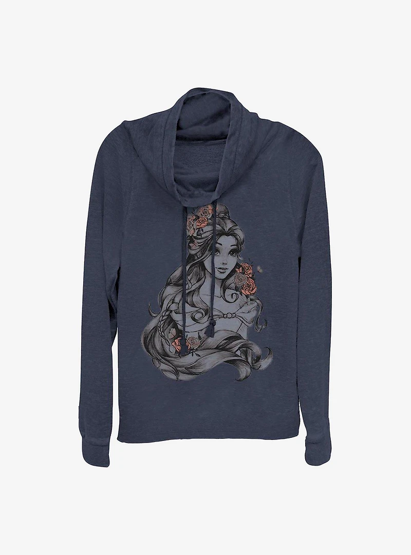 Disney Beauty And The Beast Floral Cowlneck Long-Sleeve Girls Top