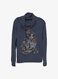 Disney Beauty And The Beast Floral Cowlneck Long-Sleeve Girls Top
