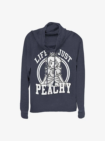 Super Mario Just Peachy Cowlneck Long-Sleeve Girls Top