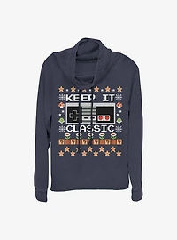 Super Mario Ugly Holiday Controller Cowlneck Long-Sleeve Girls Top
