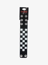 Black & White Checkered Pyramid Stud Cuff Bracelet