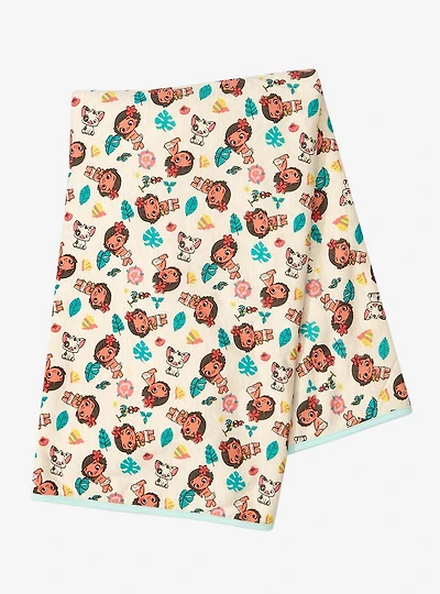 Disney Moana Tropical Icons Allover Print Baby Blanket - BoxLunch Exclusive