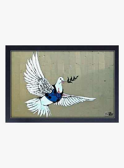 Banksy Bulletproof Dove Framed Wood Wall Art