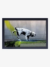 Banksy Doggy Go Pee Framed Wood Wall Art