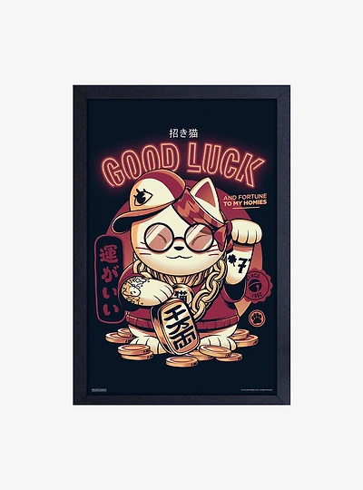 Illustrata Lucky Cat Framed Wood Wall Art