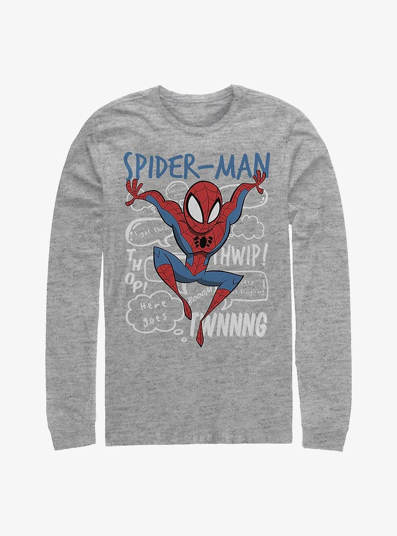 Marvel Spider-Man Doodle Thoughts Long-Sleeve T-Shirt