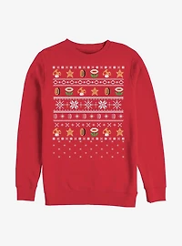Nintendo Mario Items Win Ugly Holiday Star Crew Sweatshirt