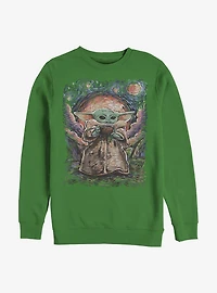 Star Wars The Mandalorian The Child Sipping Night Sky Crew Sweatshirt