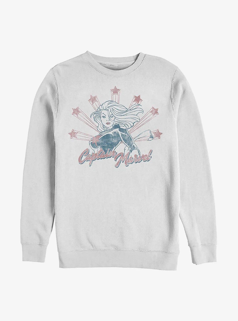Marvel Captain Marvel Retro Stars Crew Sweatshirt