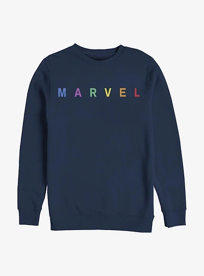 Marvel Simple Logo Rainbow Emblem Crew Sweatshirt