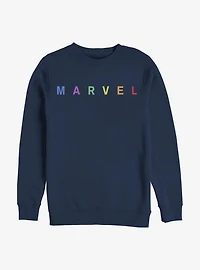 Marvel Simple Logo Rainbow Emblem Crew Sweatshirt