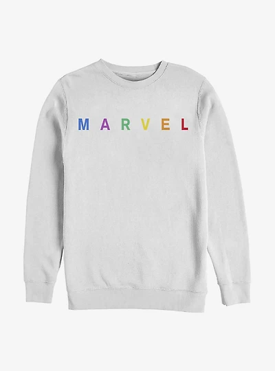 Marvel Simple Logo Rainbow Emblem Crew Sweatshirt