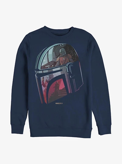 Star Wars The Mandalorian Helmet Explanation Crew Sweatshirt