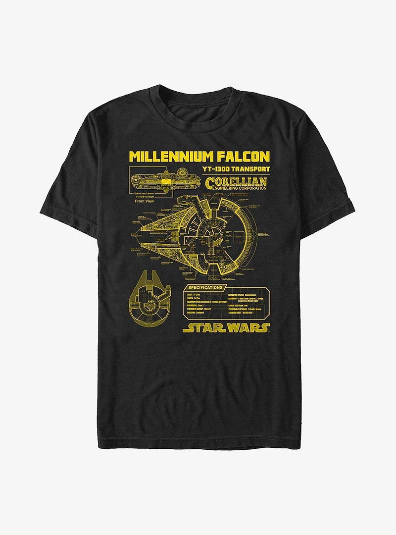 Star Wars Falcon Schematic T-Shirt