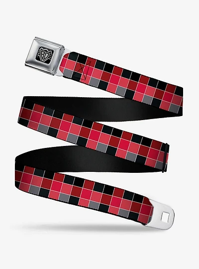 Checker Print Seatbelt Belt Mosaic Red