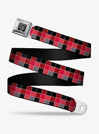Checker Print Seatbelt Belt Mosaic Red