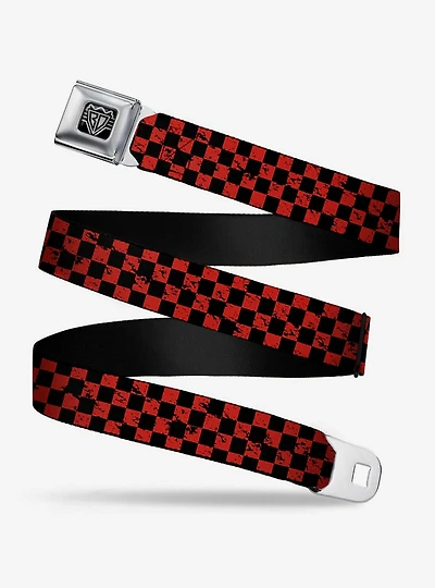Distressed Checker Print Seatbelt Belt