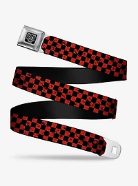 Distressed Checker Print Seatbelt Belt