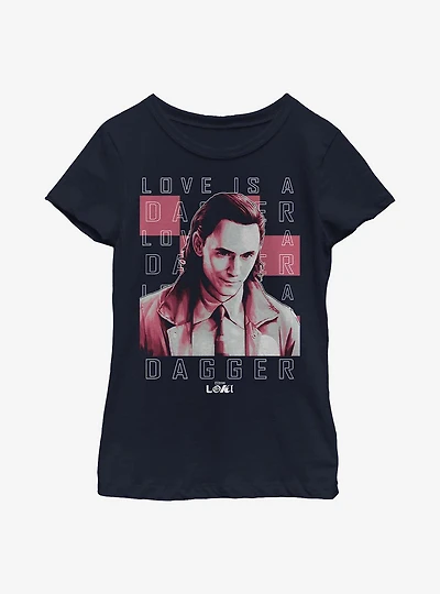 Marvel Loki Love Is A Dagger Youth Girls T-Shirt