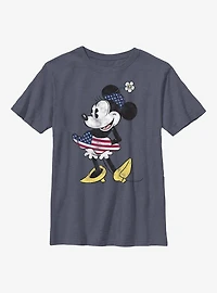 Disney Minnie Mouse Vintage American Flag Fill Youth T-Shirt