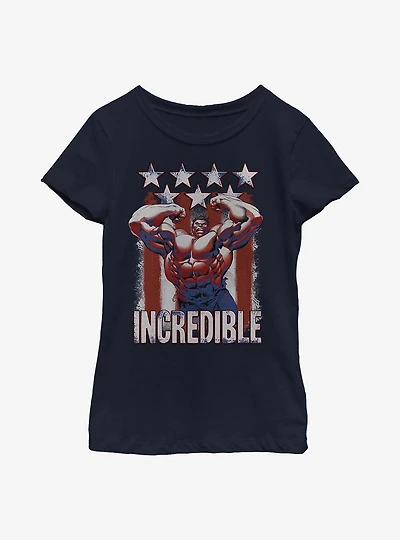 Marvel Hulk Flag Youth Girls T-Shirt