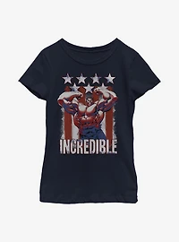 Marvel Hulk Flag Youth Girls T-Shirt