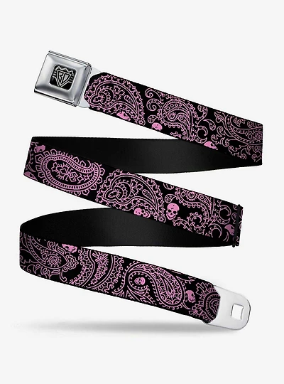 Bandana Skull Print Seatbelt Belt Black