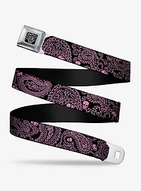 Bandana Skull Print Seatbelt Belt Black
