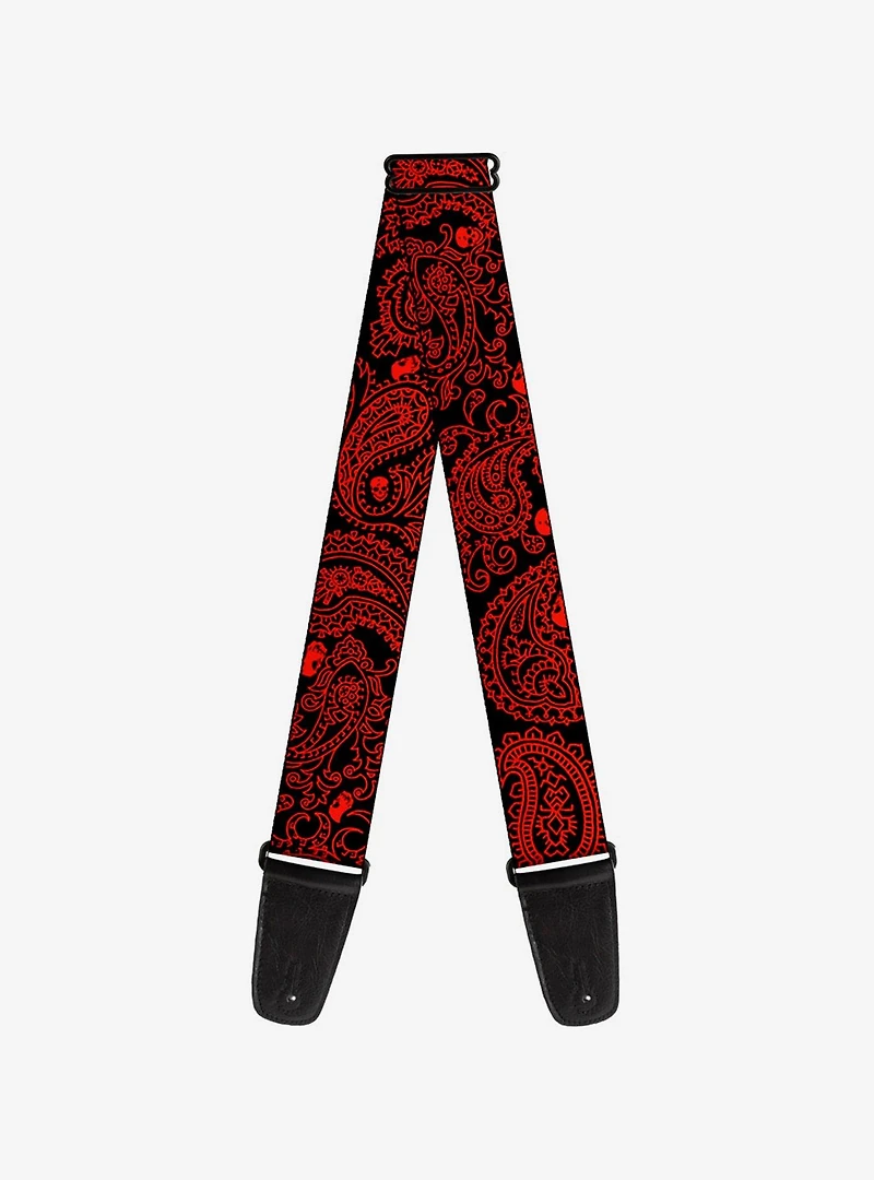 Bandana Skull Print Guitar Strap Black
