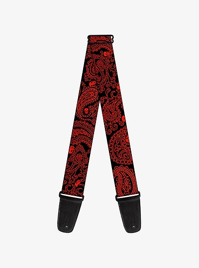 Bandana Skull Print Guitar Strap Black