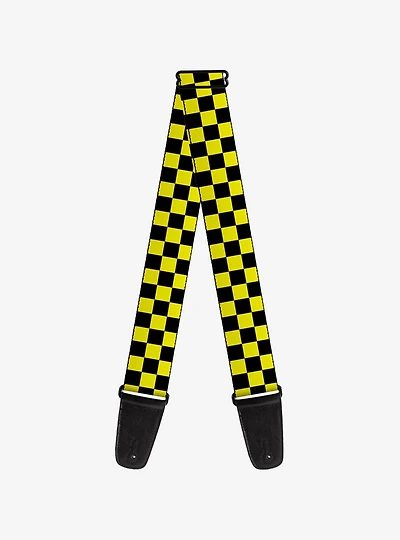 Checker Print Guitar Strap Neon Yellow
