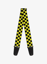Checker Print Guitar Strap Neon Yellow