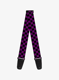 Checker Print Guitar Strap Purple