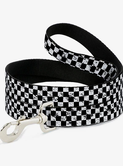 Distressed Checker Print Dog Leash
