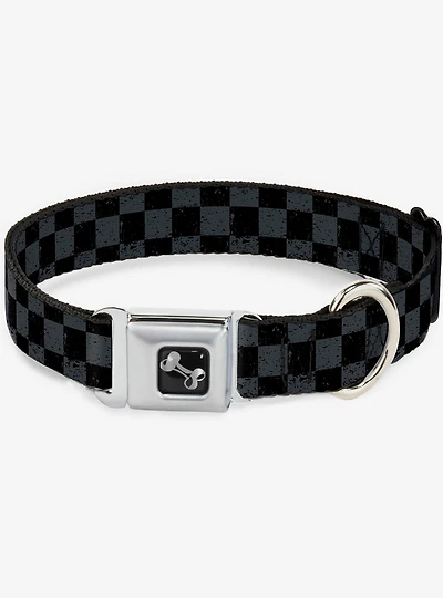 Distressed Checker Print Seatbelt Dog Collar