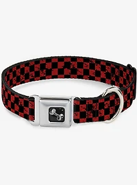 Distressed Checker Print Seatbelt Dog Collar