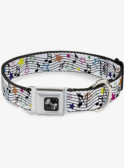 Music Notes Stars Seatbelt Dog Collar
