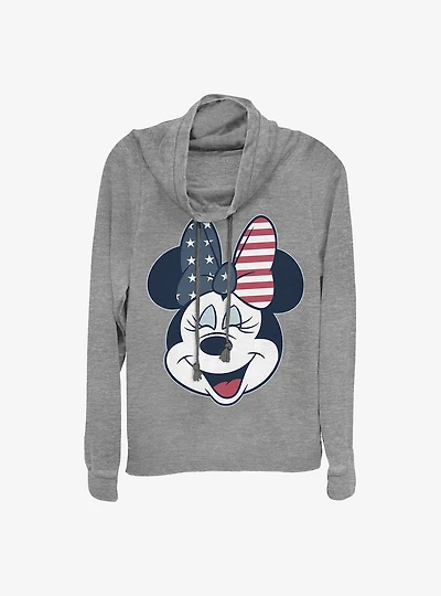 Disney Minnie Mouse America Bow Cowlneck Long-Sleeve Girls Top