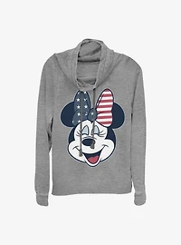 Disney Minnie Mouse America Bow Cowlneck Long-Sleeve Girls Top
