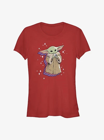 Star Wars The Mandalorian Child Red White And Blue Shadows Girls T-Shirt