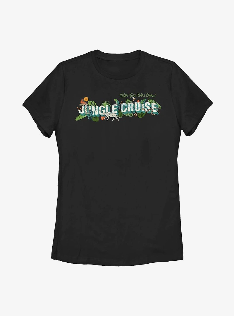 Disney Jungle Cruise Wish You Were Here! Postcard Womens T-Shirt